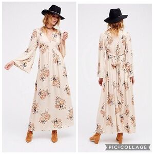 Free People Wild Laurel Cream Multi Floral Boho Maxi Dress